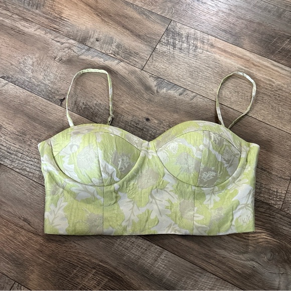 ASOS LUXE co-ord jacquard cupped bralet in lime green Size 8 - Picture 3 of 8
